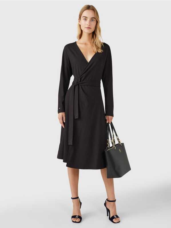 Long Sleeve Knee Length Wrap Dress | Tommy Hilfiger