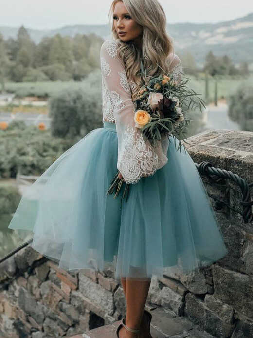 Long Sleeve Lace Short Turquoise Homecoming Prom Dresses ...