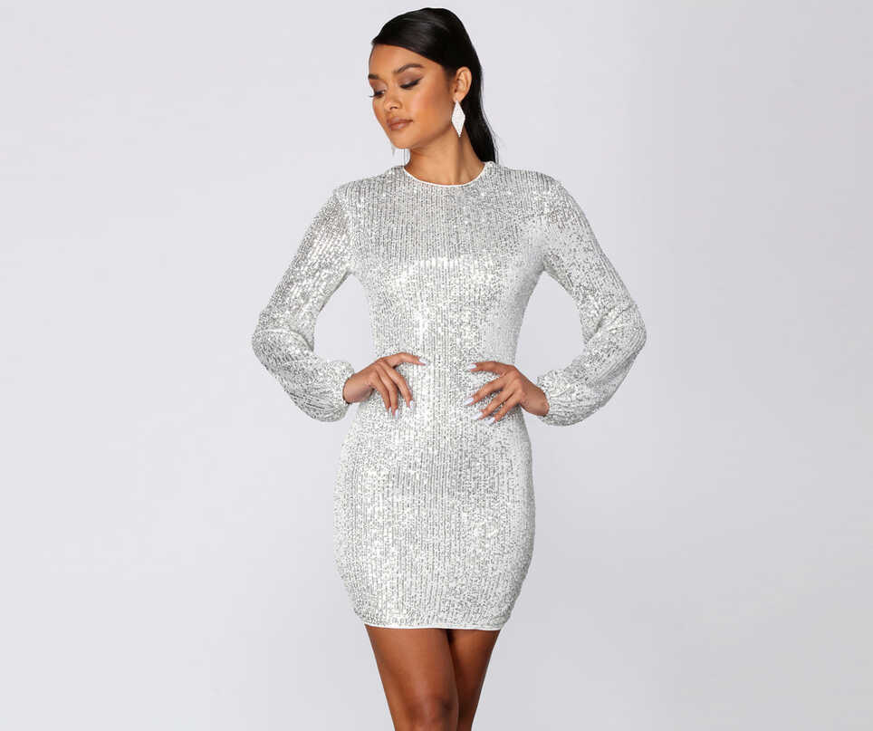 Long Sleeve Sequin Mini Dress | Windsor