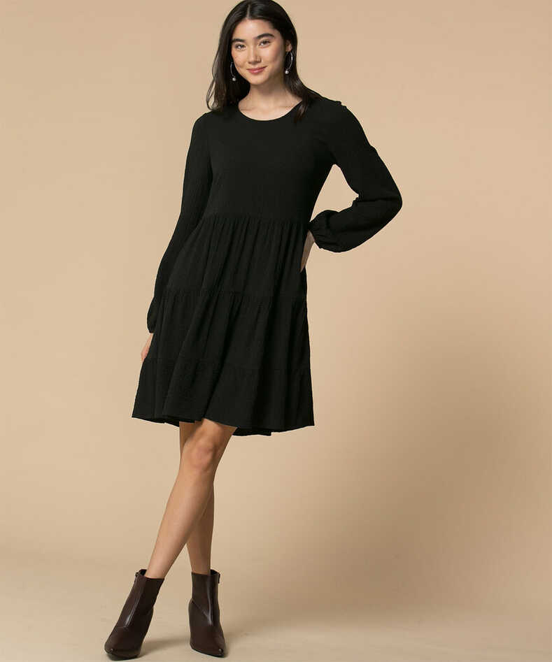 Long Sleeve Tiered Knee Length Dress | Rickis