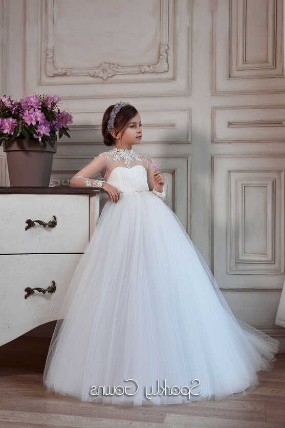 Long Sleeves Flower Girl Communion Dress Celestial 3139 – Sparkly ...