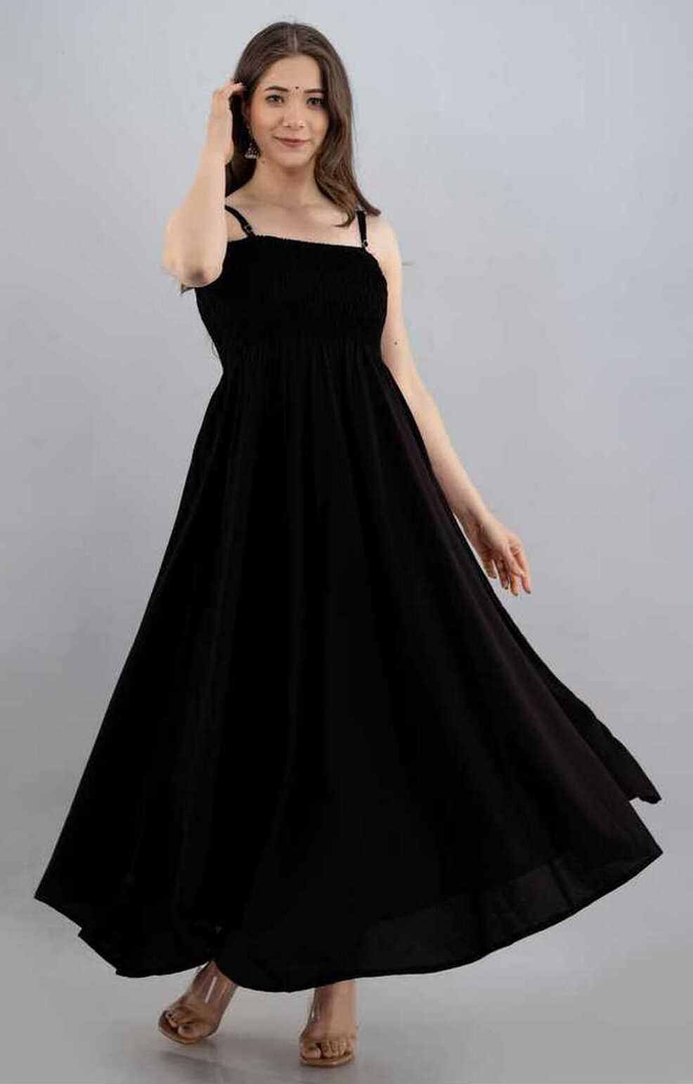 Long Stylish Black Maxi Dress for Women Western Wear