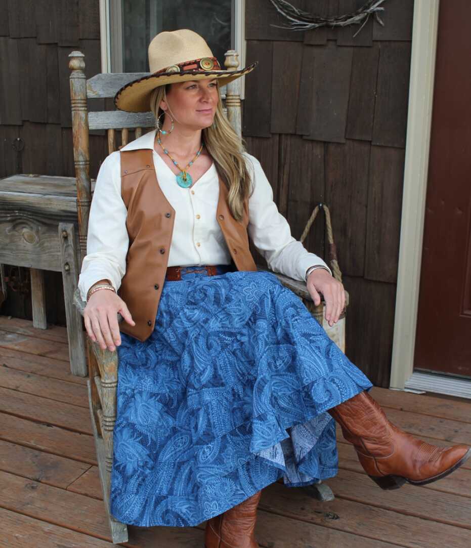 Long Western Broomstick Skirt - Cattle Kate