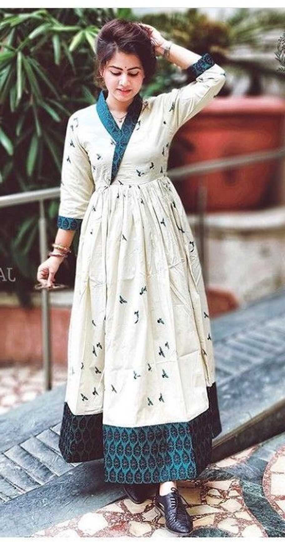 Long cotton kurti/Dress | Long kurti designs, Cotton long dress ...