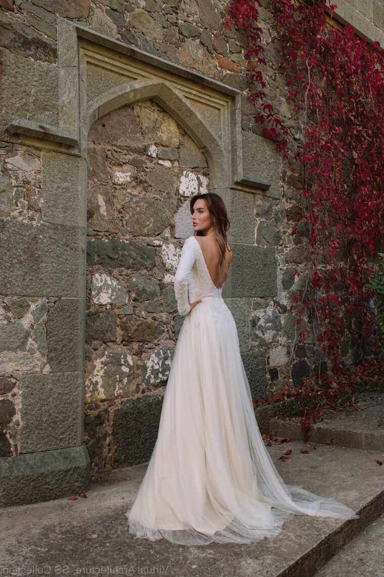 Long sleeve wedding dress with open back - Liliana | Wedding ...