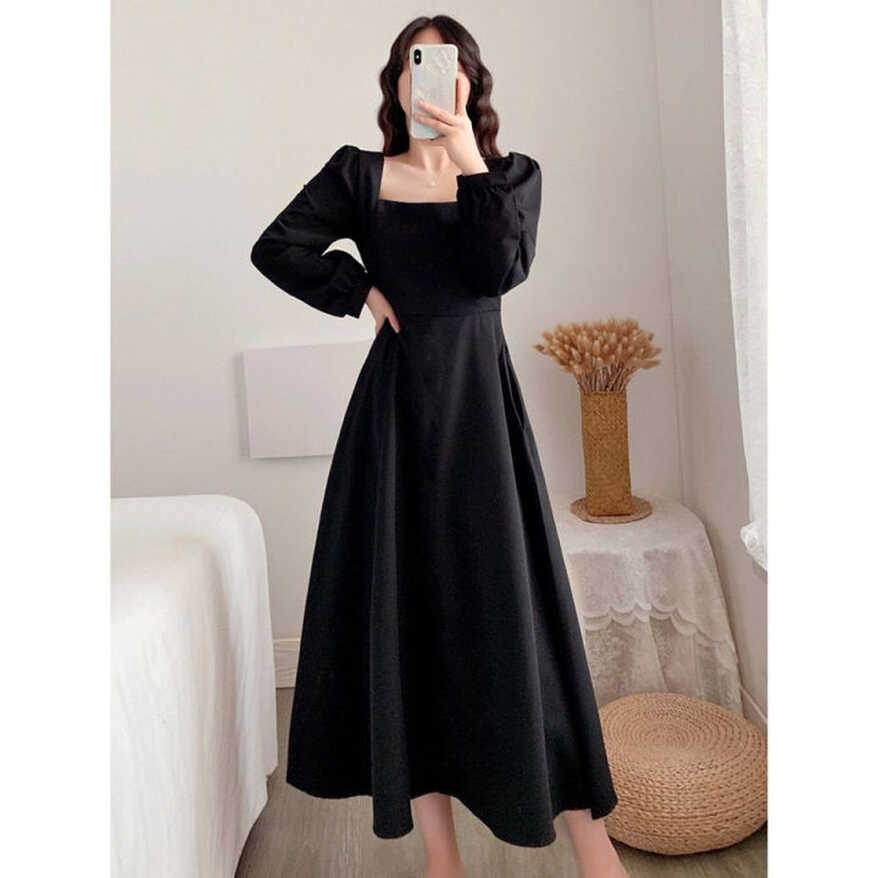 Long-sleeved Dress Women&#39;s Holiday Elegant and Ankle-length ...