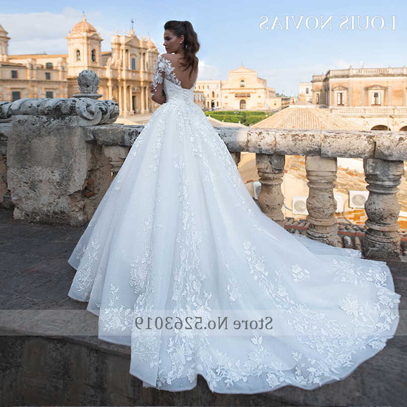 Louis Novias Long Sleeve Wedding Dress 2020 Romantic Decal Wedding ...