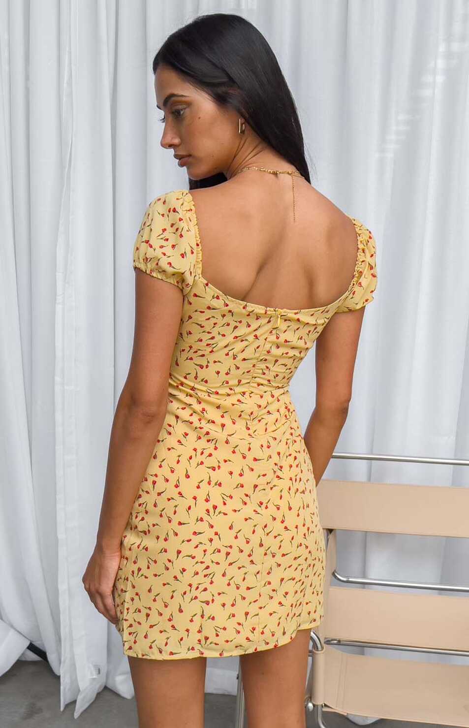 Love &amp; Lust Yellow Floral Cap Sleeve Mini Dress – Beginning ...