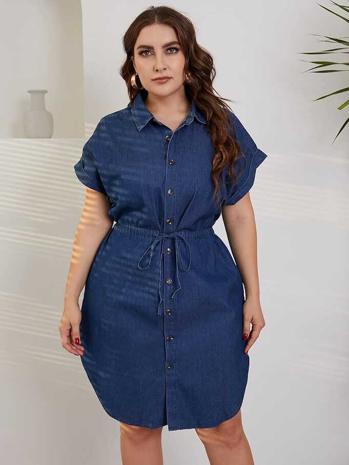 Love Welove Fashion Women&#39;s Summer Denim Shirt Dress short sleeves ...