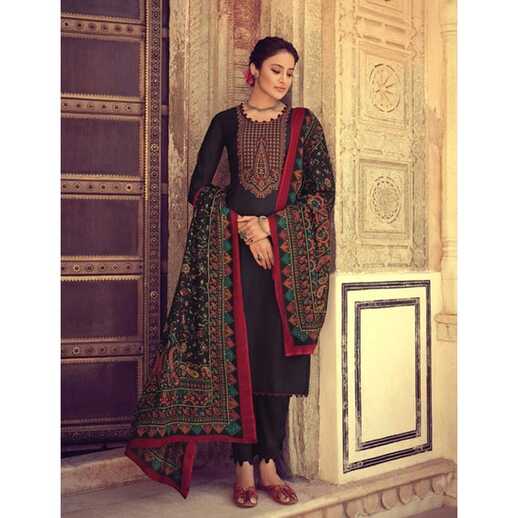 Lovely Black Color Cotton Casual Wear Simple Shalwar Kameez ...