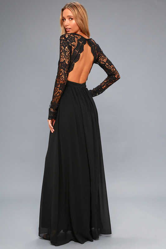 Lovely Black Dress - Maxi Dress - Lace Dress - Gown - Lulus