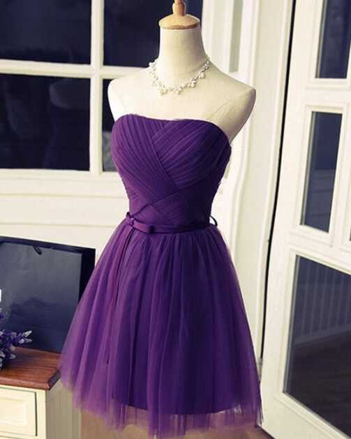 Lovely Dark Purple Tulle Homecoming Dress 2019, Short Formal Dress