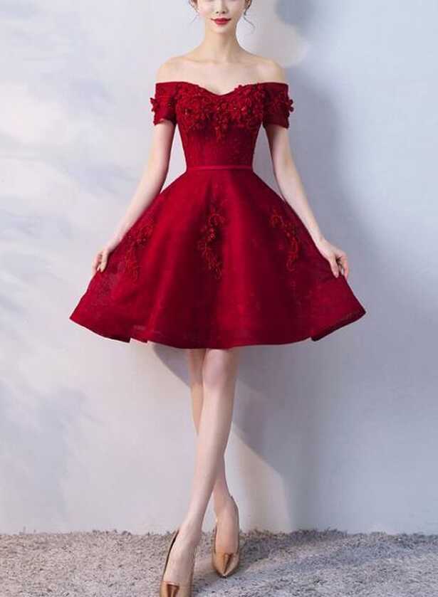 Lovely Dark Red Homecoming Dress, Beautiful Cut Party Dress 2019