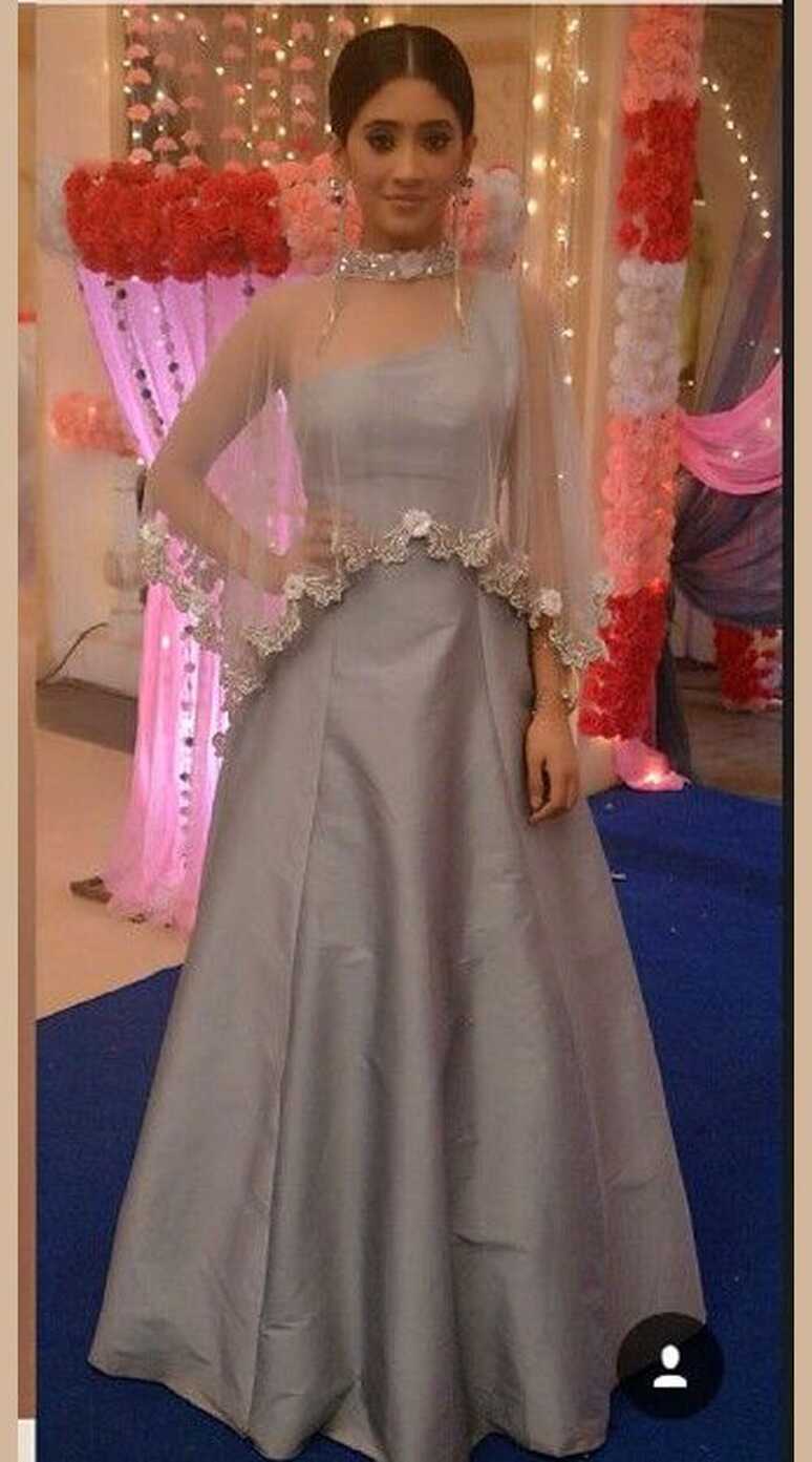 Lovely Grey Silk Bollywood Style Gown for Party