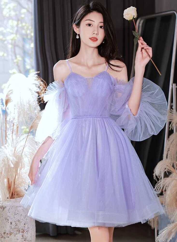 Lovely Lavender Short Party Dress Off Shoulder Dress, Cute ...