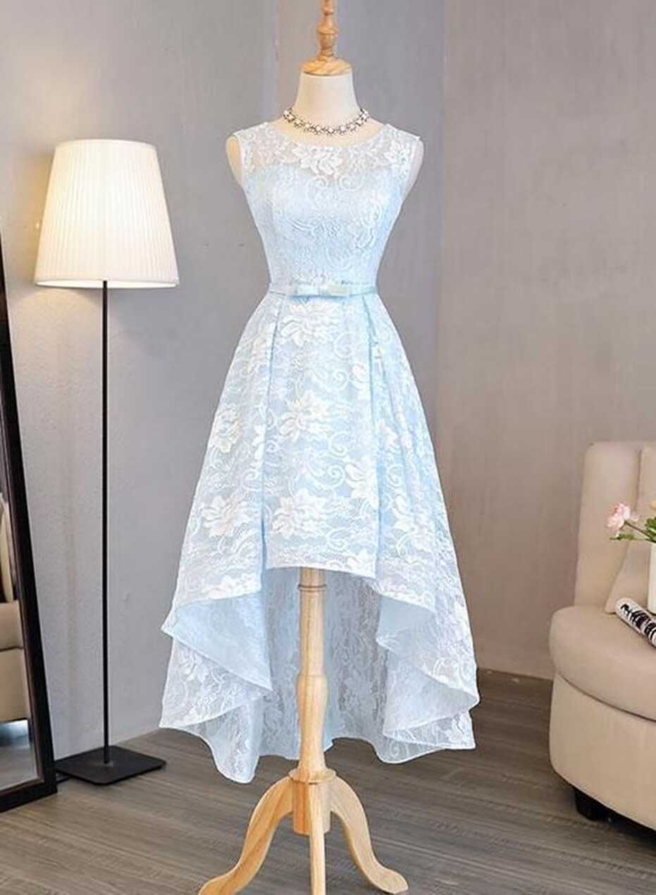 Lovely Light Blue Lace Party Dress , Blue Formal Dress