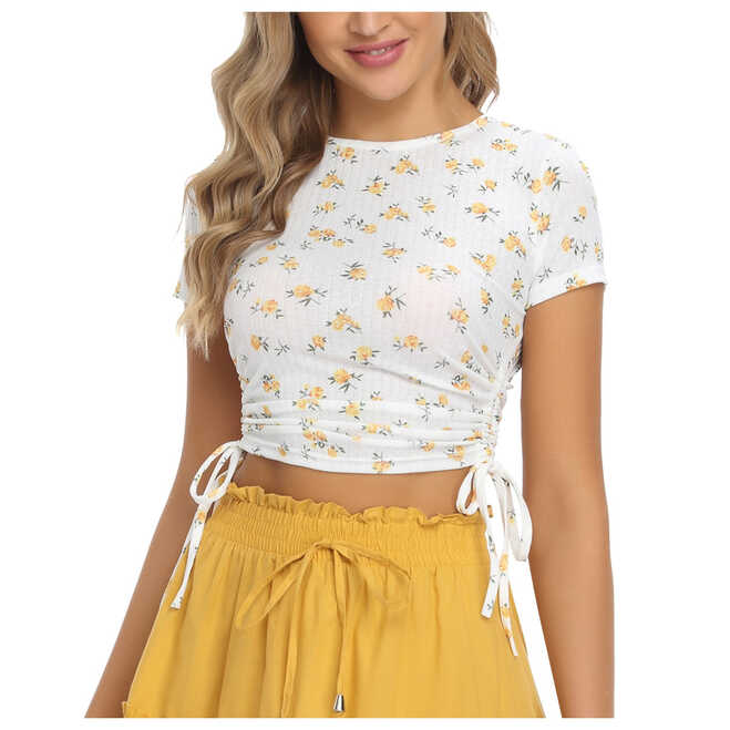 Lovskoo 2024 Summer Tops Crop Tops for Women Trendy Cute Shirt ...