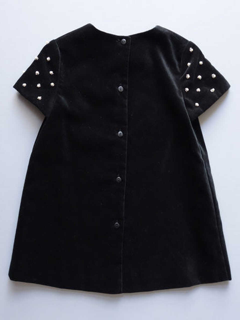 Luli &amp; Me Pearl Trimmed Black Velvet Infant &amp; Toddler Girls Dress ...