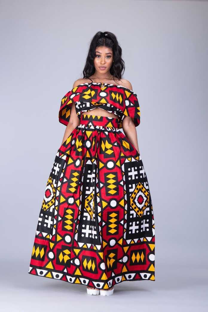 Lulu African print maxi skirt and crop top matching set / co-ord 2 ...