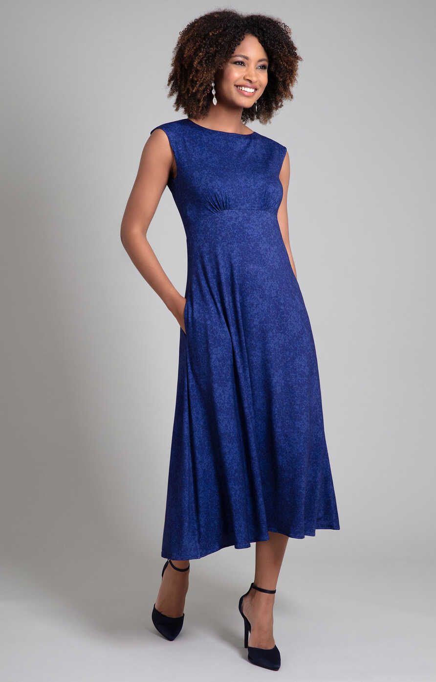 Luna Midi Dress (Midnight Eclipse Blue) - Evening Dresses ...