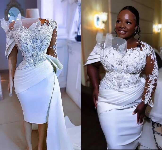 Luxurious Little White Lace Beaded Aso Ebi Cocktail Party Classy ...