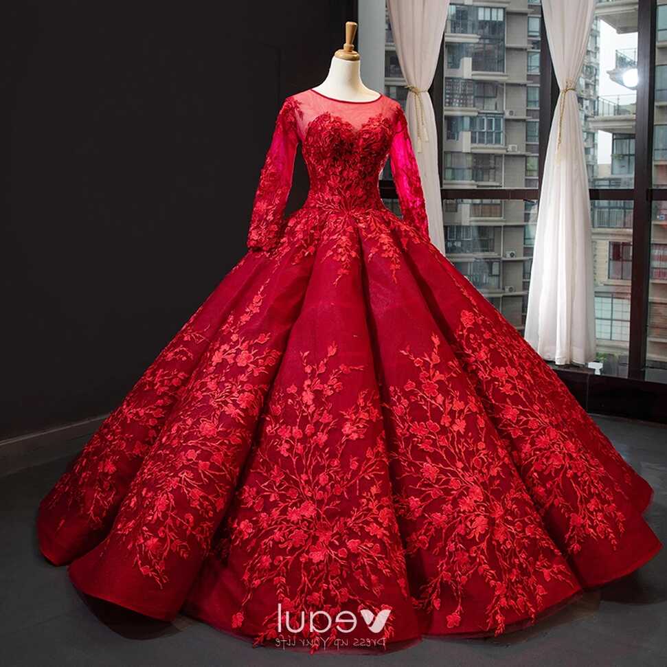 Luxury / Gorgeous Red Bridal Wedding Dresses 2023 Ball Gown See ...