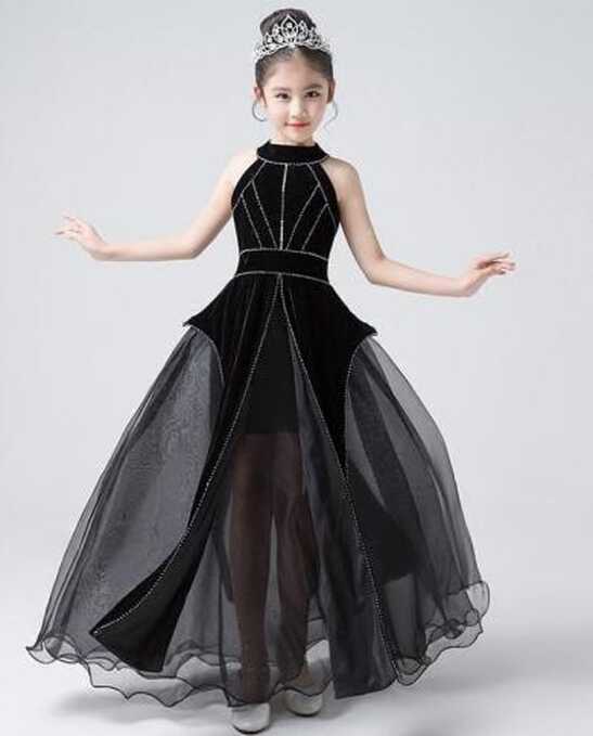 Luxury Black Princess Dress Halter Beading Evening Dress Ball Gown ...