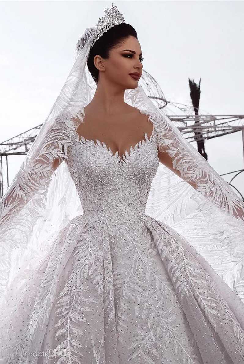 Luxury Lace Appliqued Sequined Beaded Off Shoulder Wedding Dresses ...