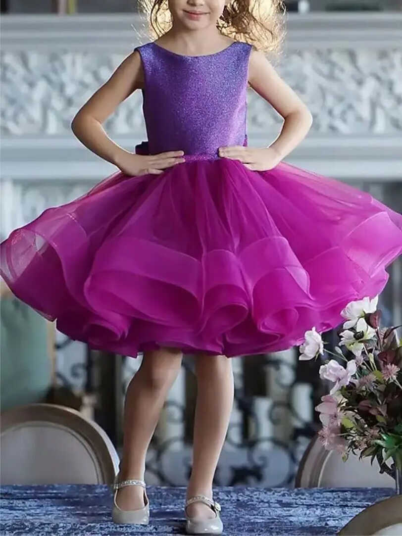 Luxury Purple Fluffy Princess Baby Girl Dress for Birthdays ...