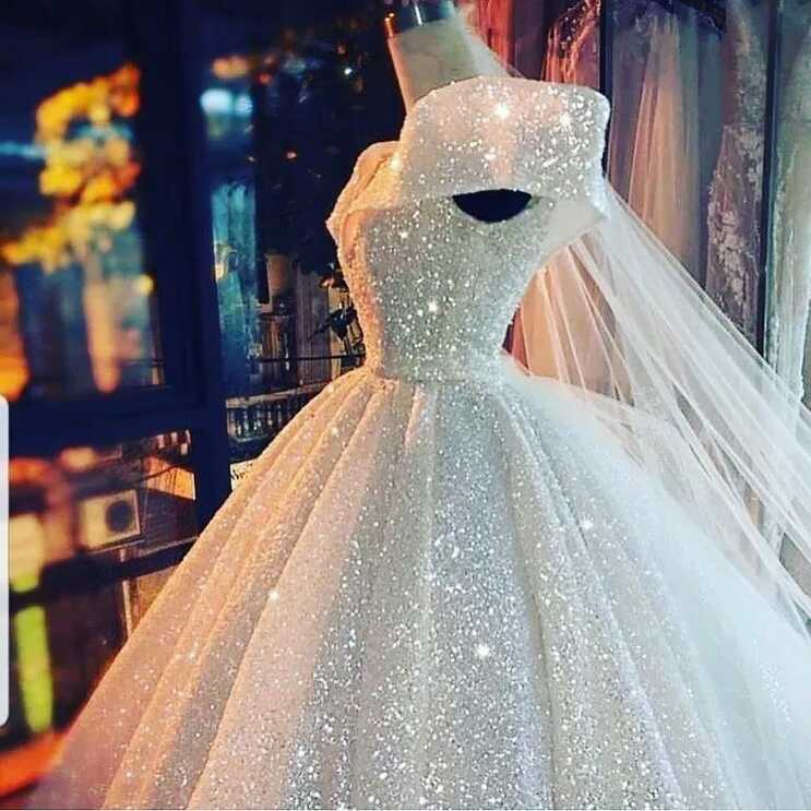 Luxury Sequined Glitter Ball Gown Wedding Dresses For Bride Sexy ...