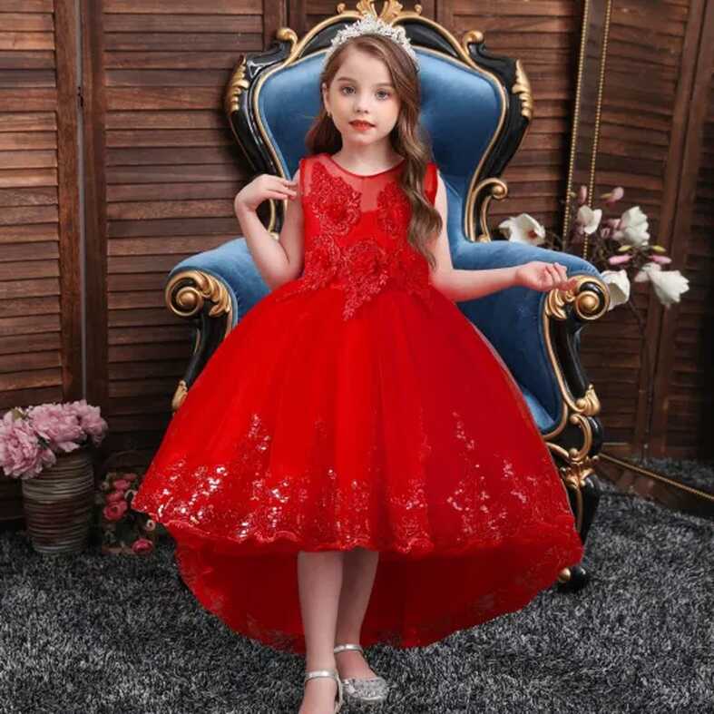 Luxury Shiny Princess Ball Gown for Girls Rose Pattern Flower Girl ...