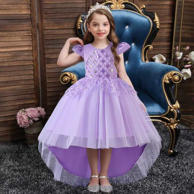 Luxury Shiny Princess Ball Gown for Girls White Pattern Flower ...