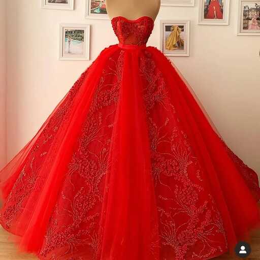 Luxury Vintage Red Tiered Lace Applique Ball Gown Red Lace Prom ...