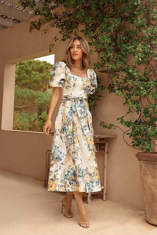 Lydia Millen Trailing Floral Cotton Sateen Midi Dress | Karen Millen