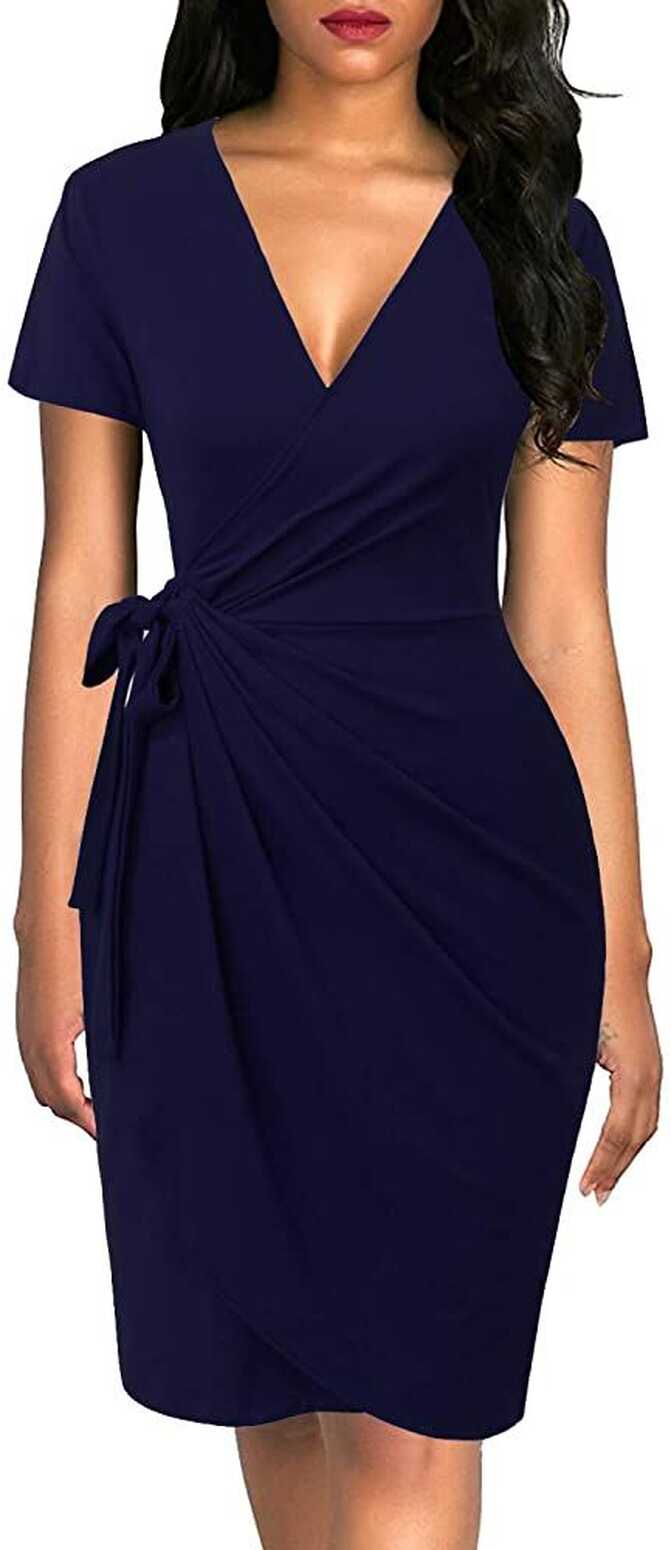 Lyrur Women&#39;s Classic V-Neck Casual Party Knee Length Sheath Work ...