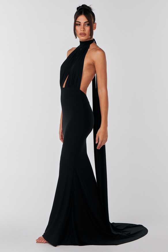 MÉLANI The Label LUCIA Black Keyhole Neckline Backless Bridesmaid Form