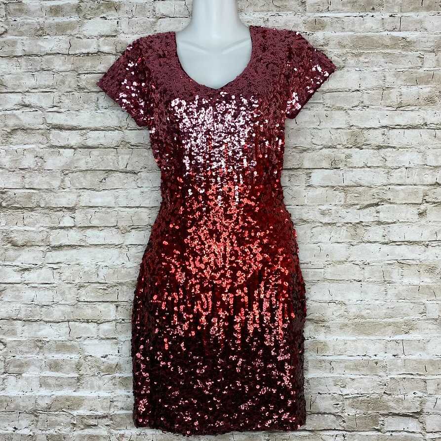 MANER Women&#39;s Sequin Glitter Short Sleeve Dress V Neck Mini Party ...