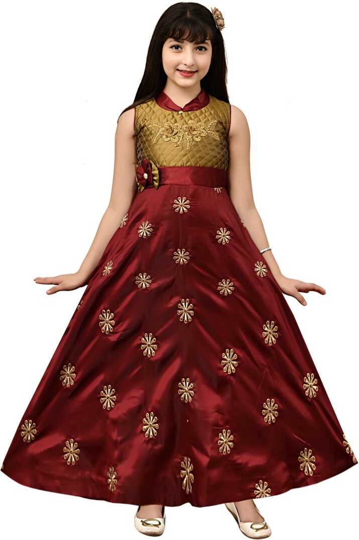 MANUWARA FASHION Girls Maxi/Full Length Party Dress Price in India ...