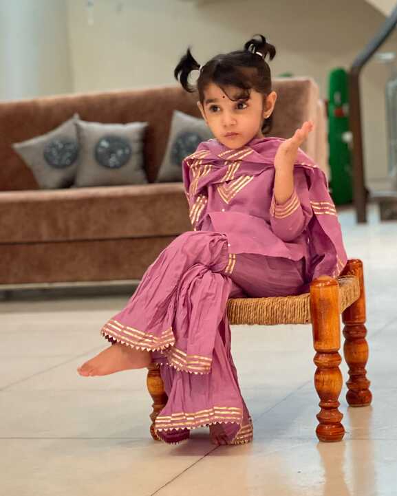 MAUVE COTTON KID&#39;S SHARARA SET – Gulabi Dori