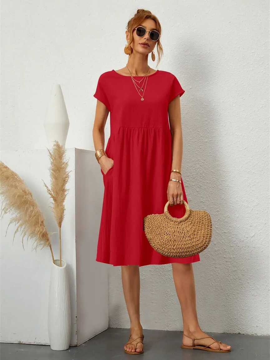 MILLA - O-NECK CASUAL SUMMER LOOSE FIT DRESS | OLLIE+WILDE