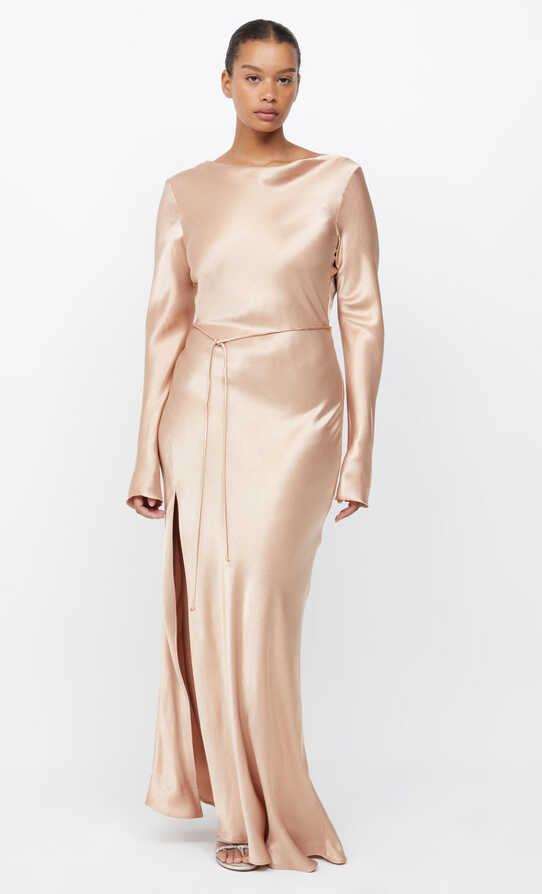 MOON DANCE LONG SLEEVE MAXI DRESS - ROSE GOLD – BEC + BRIDGE AU