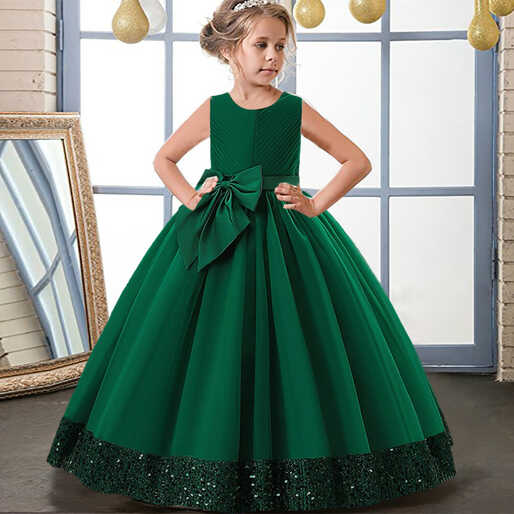 MQATZ Flower Girl Dresses Gown Green Christmas Lace Long Wedding ...