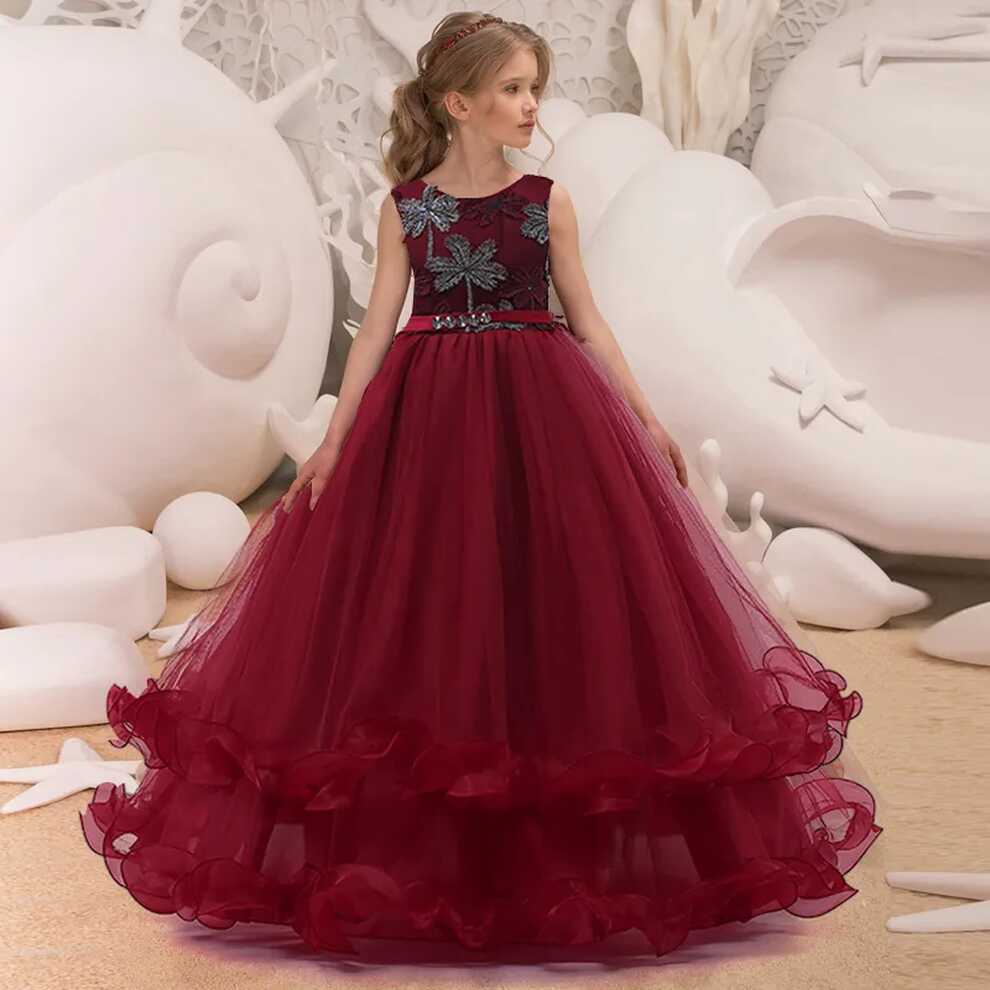 MQATZ Girls Dress Embroidery Princess Dress Mesh Party Wedding A ...