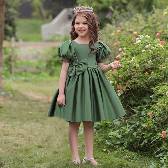 MQATZ Puff Sleeve Pageant Girl Dress Kids Evening Clothes Children ...