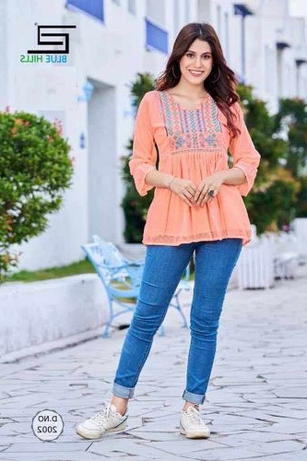 MULTY COLOR Embroidered RICHA FASHION WORLD GEORGETTE SHORT TOPS ...