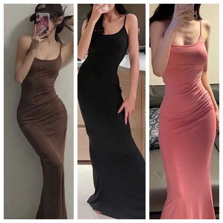 Magical house Pink Long Dress Backless Spaghetti Strap Sexy Maxi ...