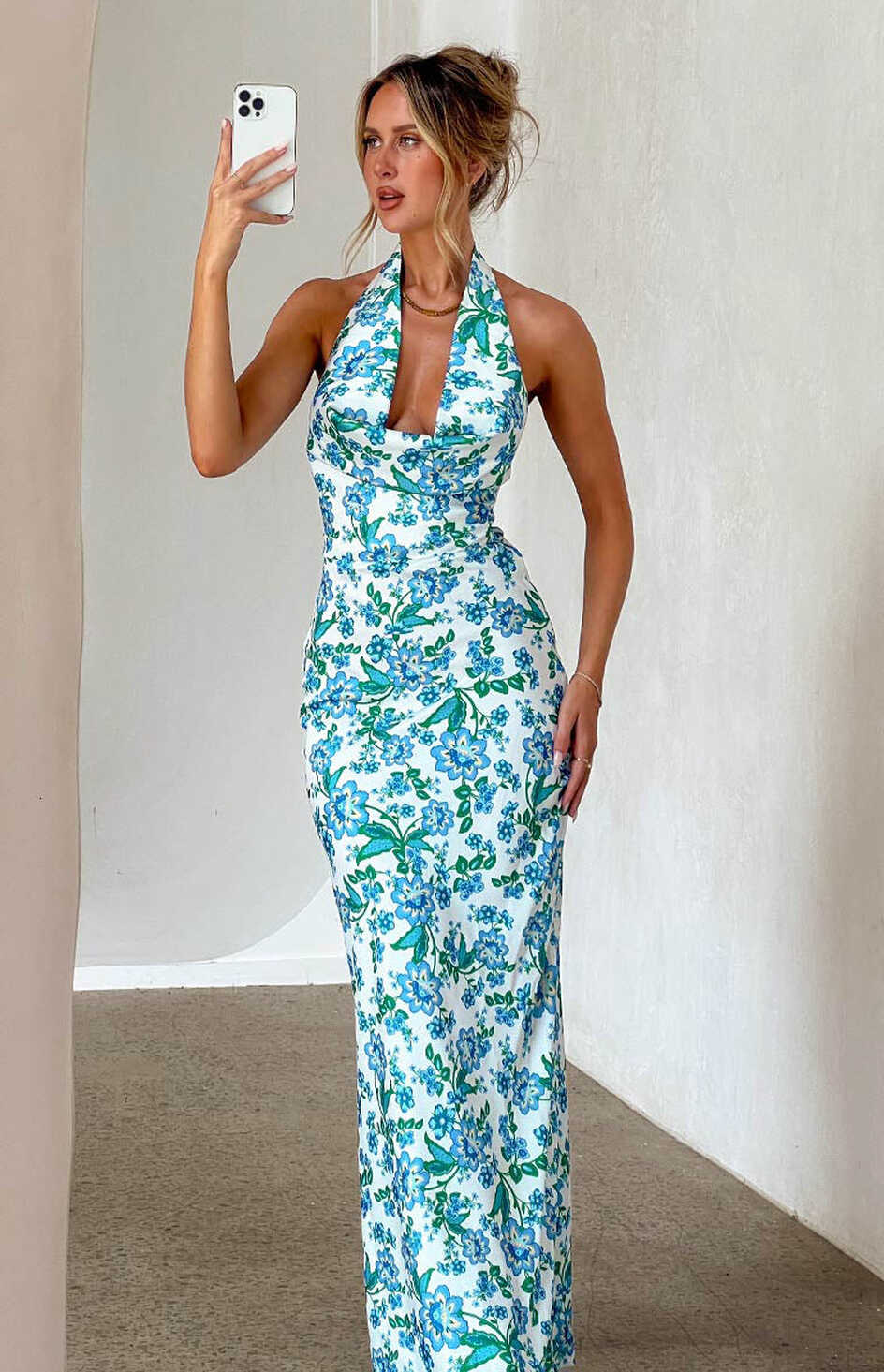 Marcella Blue Floral Formal Maxi Dress – Beginning Boutique US