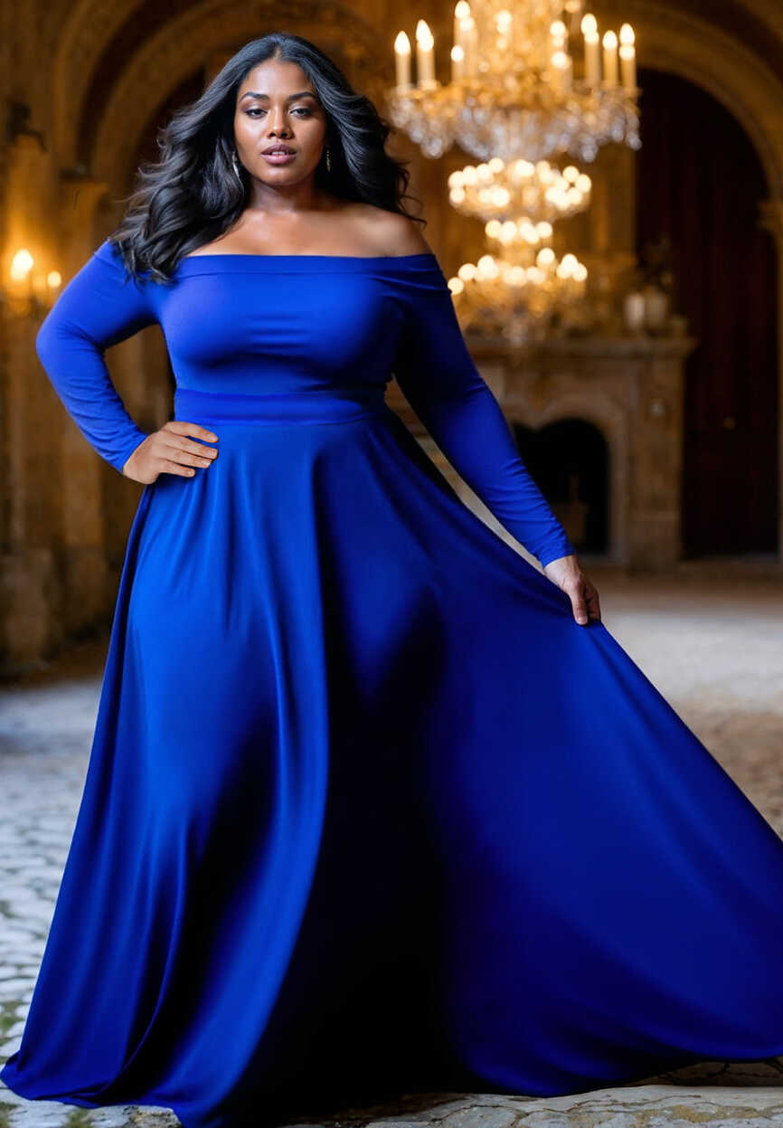 Margaret Plus Size Evening Gown In Royal Blue