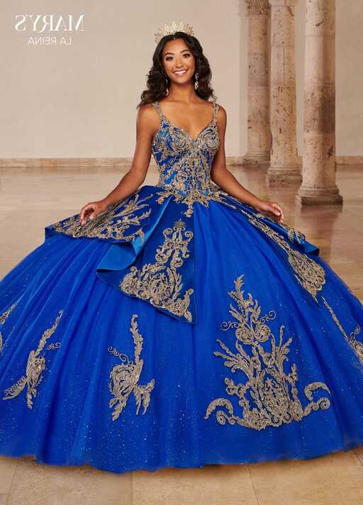 Marys Bridal MQ2138 Royal Blue and Gold Quince Dress ...