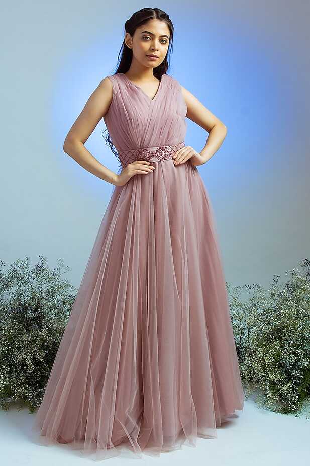 Mauve Net &amp; Tulle Gown Design by Desi Vastra at Pernia&#39;s Pop Up ...